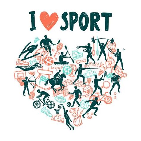 Love Sport Concept Sports Illustrations Art, National Sports Day, Sport Illustration, Sports Logo, Logo Icons, Vector Photo, Graphic Resources, Art Images, Vector Art