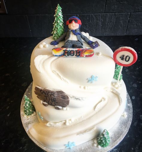 Snowboard Cake Birthdays, Snowboard Cake Ideas, Snowboarding Cake Ideas, Snowboard Cake, Jake Burton, Snow Balls, Ski Party, Dad Birthday Cakes, 50th Cake