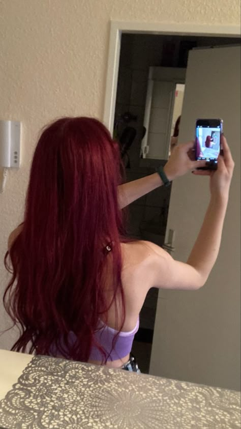 Dark Red To Light Red Hair, Light Red Hair, Cherry Hair Colors, Red Hair Looks, Wine Red Hair, Red Hair Inspo, Wine Hair, Easy Hairstyles For Thick Hair, Cherry Hair