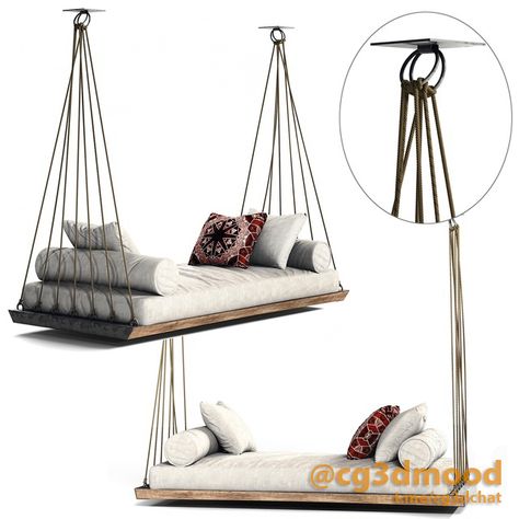 Porch Swing Bed, Swing Bed, Hanging Beds, Hanging Furniture, Wooden Porch, Bed Swing, Soft Seating, Wooden Bed, Balcony Decor