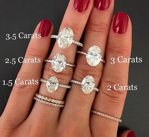 White Gold: Oval Diamond: 2.5-3.0 carats Carat Comparison, Stephanie Gottlieb, Oval Engagement Ring, Oval Engagement, Best Engagement Rings, Stunning Engagement Ring, Dream Engagement, Dream Engagement Rings, Engagement Rings Round