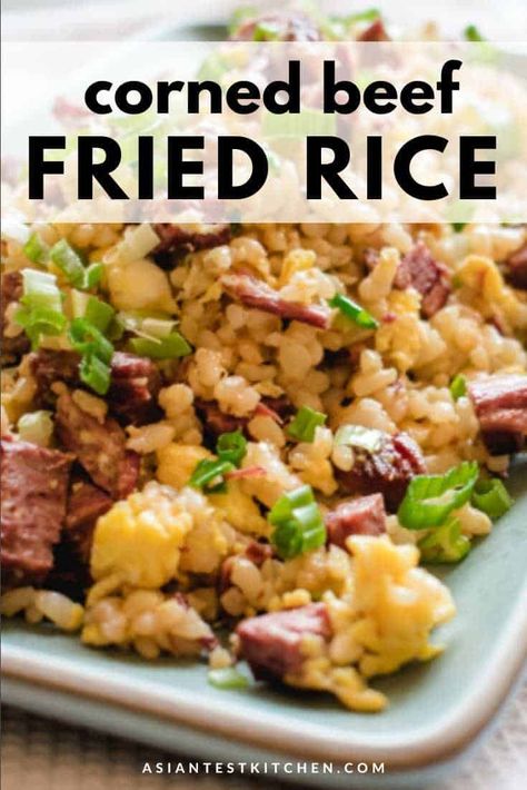 Fried rice is often the scapegoat for leftovers.  This corned beef fried rice is, dare we say, better than the original meal of corned beef and cabbage. Try out this easy recipe for your corned beef after St. Patrick's day! #cornedbeef #friedrice #stirfry Canned Corned Beef Recipe, Corned Beef Recipes Crock Pot, Corned Beef Leftovers, The Scapegoat, Canned Corned Beef, Beef Fried Rice, Vegan Kimchi, Corn Beef, Corned Beef And Cabbage