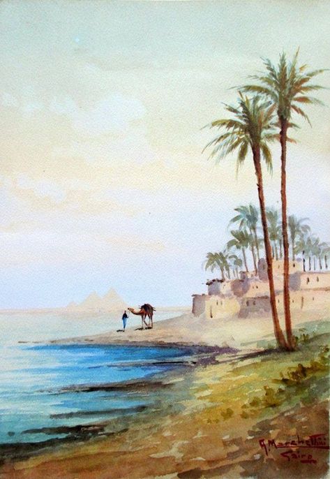 Facebook Arabian Landscape, Egyptian Painting, Abstract Art Gallery, Arabian Art, Abstract Graphic Design, Visit Egypt, Ancient Egyptian Art, The Nile, Tropical Art