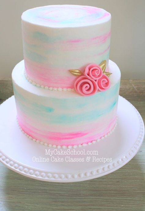 Torte Creative, Buttercream Birthday Cake, Cake Piping, Cake Frosting Recipe, Cake Classes, Butter Icing, Watercolor Cake, Creative Cake Decorating, Tiered Cake