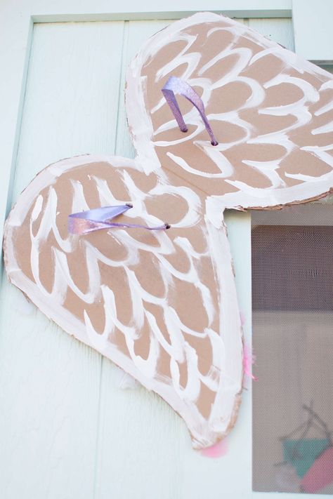 Cardboard Angel Wings Diy, Cardboard Angel Wings, Wings Cardboard, Cardboard Angel, Cardboard Wings, Kids Angel Wings, Lay Baby Lay, Prek Crafts, Diy Angel Wings