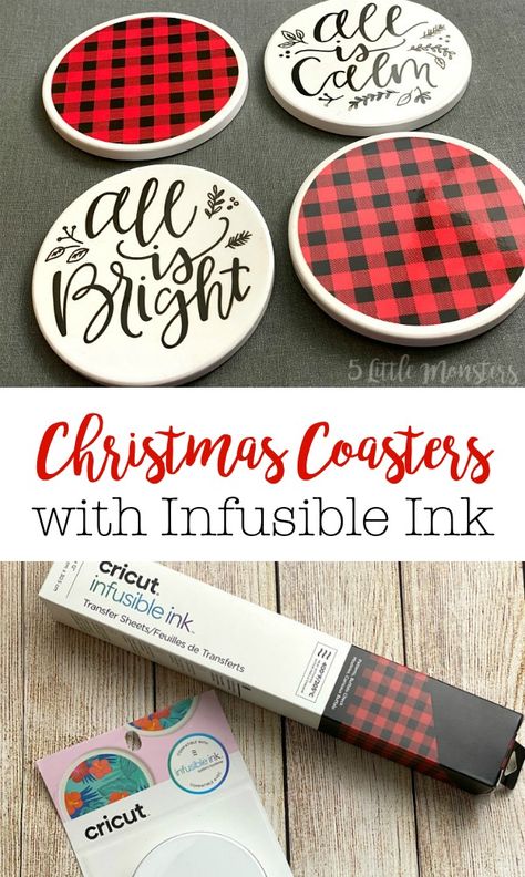 Make Christmas Coasters with Infusible Ink compatible coasters and transfer sheets. Diy Sublimation Coasters, Christmas Projects To Sell, Cricut Christmas Projects To Sell, Pinecone Christmas Crafts, Christmas Cricut Projects To Sell, Infusible Ink Mugs, Cricut Coasters, Circuit Joy, Infusible Ink Blanks