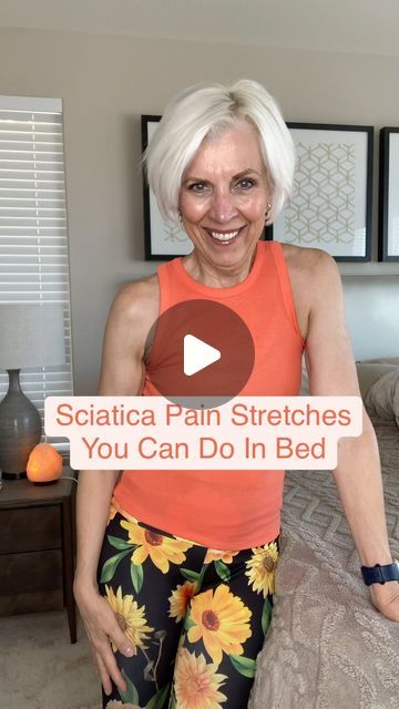 Chair Yoga For Seniors on Instagram: "Sciatica pain stretches you can do in your bed.  If you have sciatica pain, you need to stretch your hips every day so the hip muscles will quit squeezing the nerve.  Remember to do both sides.  Stay consistent and you will see changes. ☺️♥️👍" Siactica Stretch In Bed, Sciatica Pain Relief Stretching, Sacroiliac Stretches, Siatic Streches Easy, Back Pain Exercises For Women, Sciatic Exercises, Chair Yoga For Beginners, Stretches For Sciatica, Sciatic Nerve Exercises