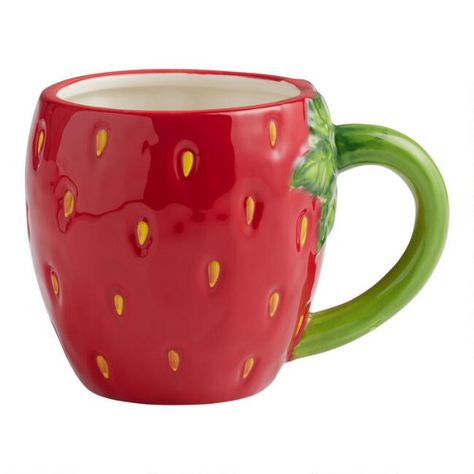 Hand Painted Strawberry Figural Mug | World Market Painted Strawberry, Strawberry Kitchen, Tassen Design, Cool Mugs, Cute Cups, Cute Mugs, World Market, Strawberry Shortcake, Cups And Mugs