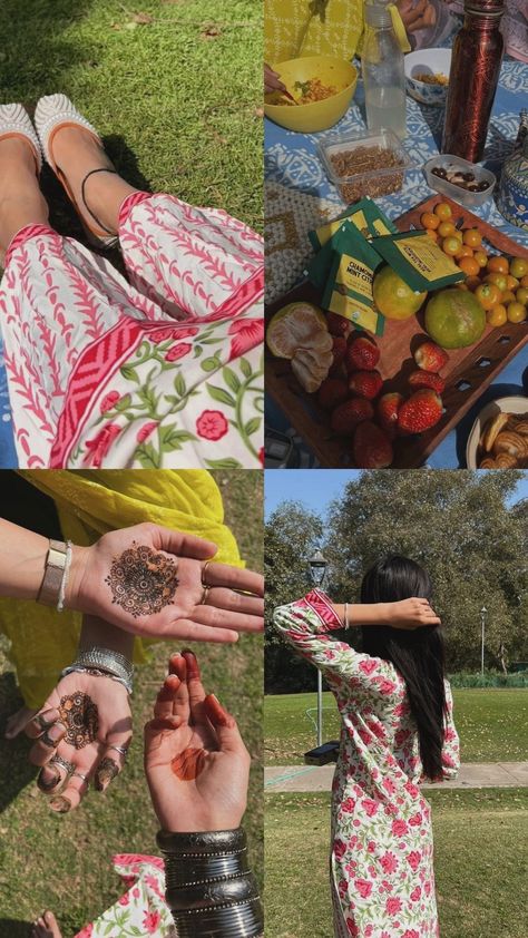 Desi Picnic Aesthetic Ideas, Devanshi Core, Desi Picnic, Indian Picnic, Long Sleeve Blouse Designs, Square Sketchbook, Artistic Portrait Photography, Desi Vibes