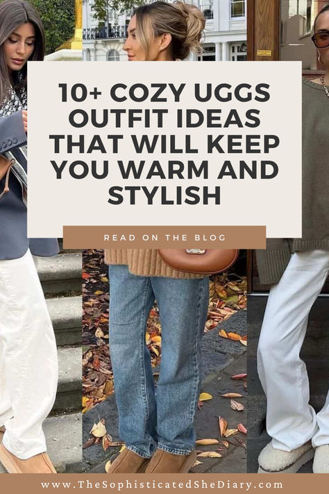 Upgrade your fall wardrobe with cozy and chic Ugg outfit ideas! Discover stylish ways to pair your Uggs with jeans, skirts, and more to stay warm and trendy this season.
#UggFashion #FallOutfits #CozyLooks #AutumnStyle #UggStyleTips Yellow Tasman Uggs Outfits, Flare Jeans Uggs, Cosy Outfit Ideas, Ugg Mini With Jeans, How To Style Ugg Boots Winter, Baggy Jeans Uggs Outfit, Uggs With Baggy Jeans, Business Casual Ugg Work Outfit, Jeans And Uggs Outfit Winter