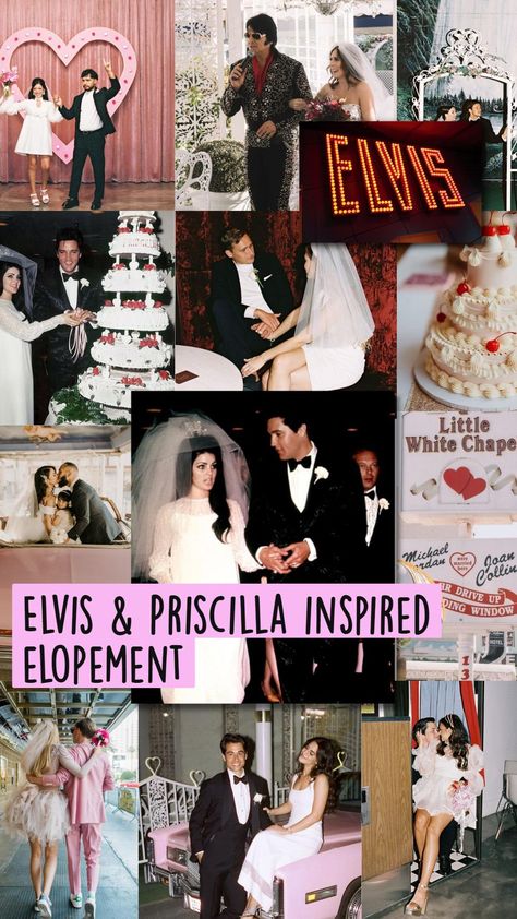 Engagement Party Outfits, Wedding In Vegas, Elvis Wedding, Engagement Party Outfit, Unique Wedding Themes, 50s Wedding, Elvis Priscilla, Music Themed Wedding, Color Scheme Ideas