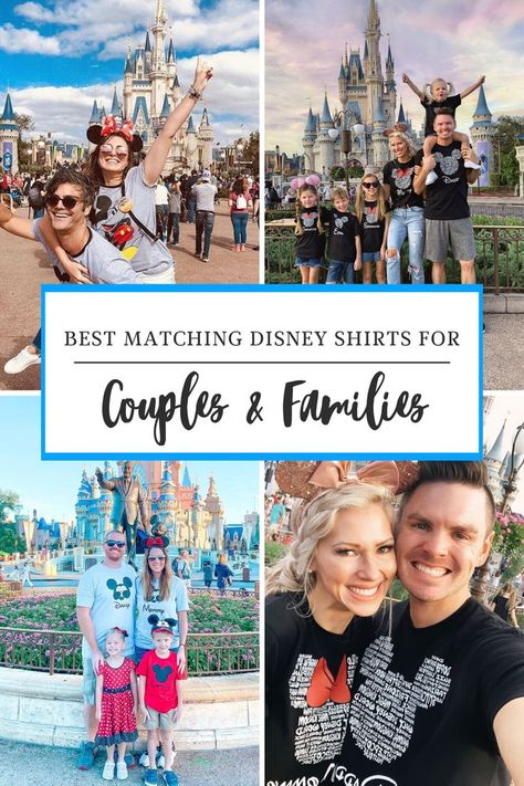 The Perfect Matching Disney Shirts for Couples and Families! Matching Disney Shirts For Couples, Disney Shirts For Couples, Disney Family Shirts Matching, Couples Disney Shirts, Disney World Honeymoon, Disney Matching Shirts, Family Disney Shirts Matching, Shirts For Couples, Matching Disney Shirts