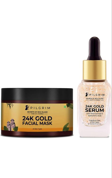 Mask is used for dry skin , mask Restores Natural Glow: Enriched with pure 24K crushed gold flakes, the facial kit bestows unmatched radiance. Enhances Natural Glow - The 24K Gold particles give an instant healthy-looking glow. The skin looks visibly calm and luminous. Reduces dark spots over time for an even-toned, radiant complexion. Gold Facial Kit, Gold Facial, Gold Face Mask, Gold Serum, Facial Kit, Beauty Serums, Korean Skin Care, Gold Face, Korean Skin