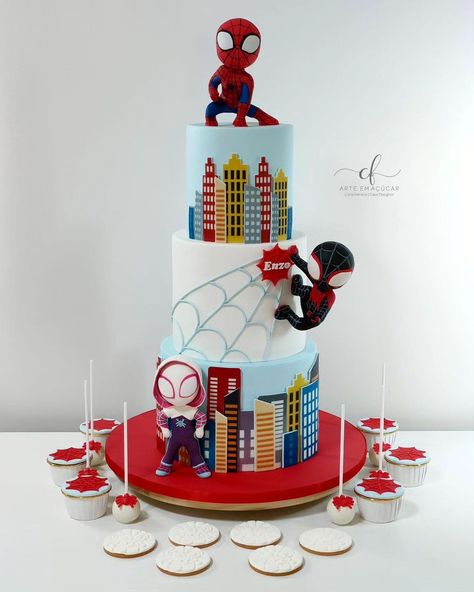 Spidy Party Ideas, Spider Man And Friends Cake, Spider And His Amazing Friends Birthday Cake, Spidey Team Cake, Spidey And His Friends Cake, Spidey And His Amazing Friends Bedroom, Spider And His Amazing Friends Cake, Spiderman And Friends Cake, Spidey Themed Birthday Party