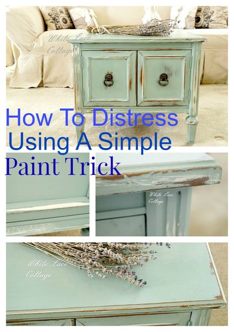 A great time saving trick - definitely one to try one 'spare' weekend ....Hmm in 2016 perhaps? Distress Furniture, Simple Paint, Paint White, Diy Ombre, Chalk Paint Projects, Chalk Painting, Furniture Rehab, Distressed Furniture, Distressed Painting