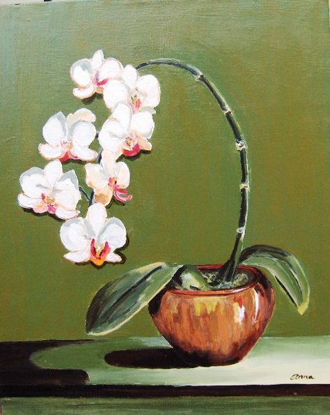 Orchid acrylic painting Painting Orchids, Flower Painting Wall Art, Flower Painting Wall, Orchids Painting, Pencil Drawings Of Flowers, Oil Painting For Beginners, Flower Painting Canvas, Garden Crafts Diy, Bug Bites