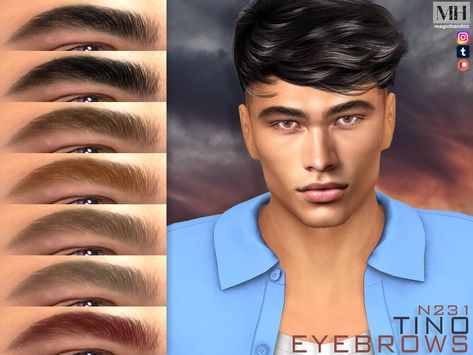 Thick eyebrows in 13 colors - HQ Compatible. Male Eyebrows, Cc Men, Eyebrow Slits, Sims 4 House Building, Sims Games, Thick Eyebrows, Sims4 Cc, House Building, Sims 4 Cas