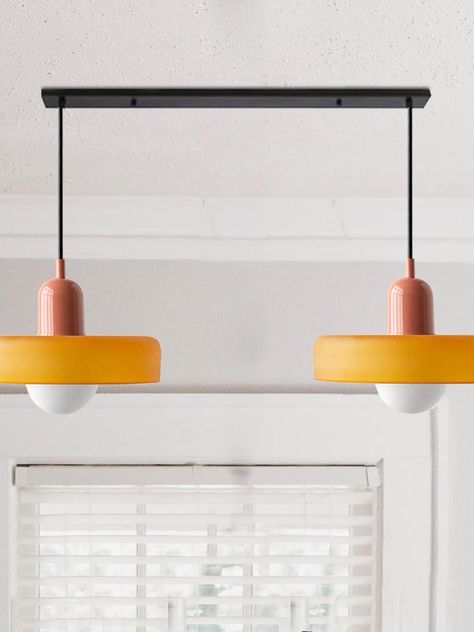 ( Please add a note when checkout if you want the white cord when the base is not white. The length of the cord can be expanded upon request.) 
 Crafted with precision and attention to detail, the 2 heads Bauhaus Pendant Light is a versatile addition to any room, from kitchens and dining areas to living rooms and bedrooms. Its sleek and unobtrusive design seamlessly complements a variety of interior styles. Bauhaus Lighting, Modern Bauhaus, Furniture Items, Glass Pendant Light, Dining Space, Light Orange, Small Furniture, Glass Pendant, Large Furniture