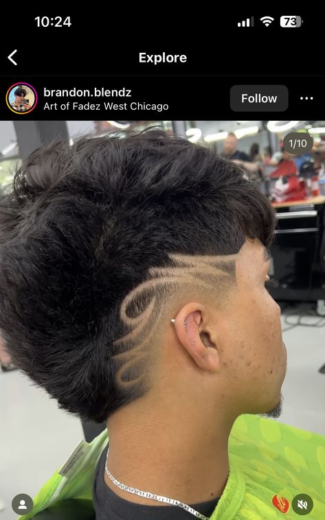 Men Haircut With Design On Side, Free Style Design Haircut, Mid Drop Fade Designs, Burst Taper Mullet, Burst Fade Designs Freestyle, Men’s Hair Designs, Freestyle Haircut Designs, Barber Designs In Hair, Design Haircut Men