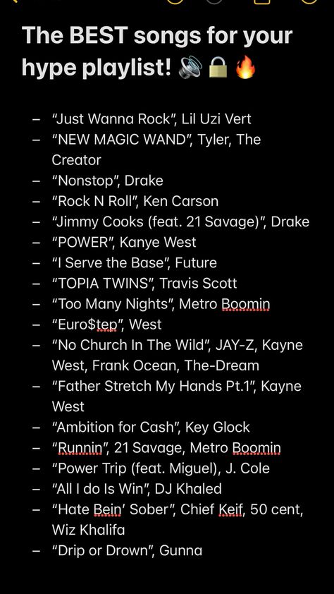 #music#spotify#hype#drake#rap#kanyewest#rap#songs#song Best Songs For Playlists, Good Songs Rap, Playlist Names For Upbeat Songs, Songs For My Playlist, How To Organize Your Playlist, Good Rap Songs To Add To Your Playlist, Cool Rap Songs, Crash Out Playlist, Songs To Add To Your Spotify Playlist