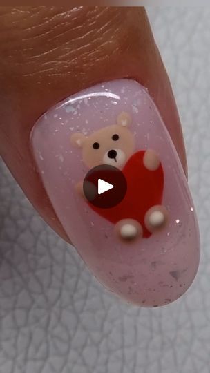 Teddy Nail Art, Teddy Bear Nail Art, Teddy Bear Nails, Bear Nail Art, Work For, Teddy Bear With Heart, Bears Nails, Teddy Bears Valentines, Nail Designs Tutorial