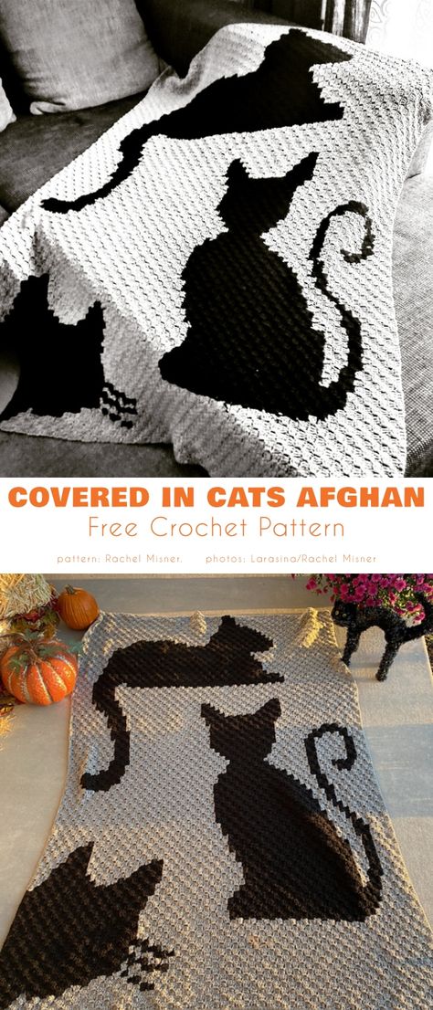 Black Cat White Cat Blanket Free Patterns | Your Crochet Graphgan Patterns Free, Cat Afghan, Black Cat White Cat, Afghans Crochet, Crochet Cat Pattern, Cat White, Cat Blanket, Tapestry Crochet Patterns, C2c Crochet