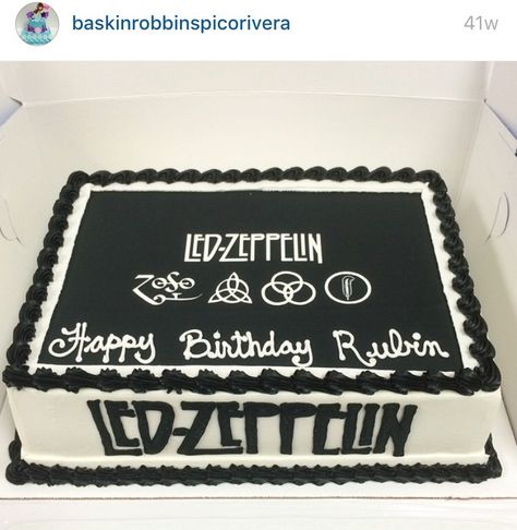 Cool led Zeppelin ice cream cake Led Zeppelin Cake, Rock Band Cake Ideas, 80s Rock Birthday Cake, Tattoo Ideas Led Zeppelin, Rock Baby Showers, Led Zeppelin Physical Graffiti, Rock And Roll Birthday, Music Cakes, Music Cake