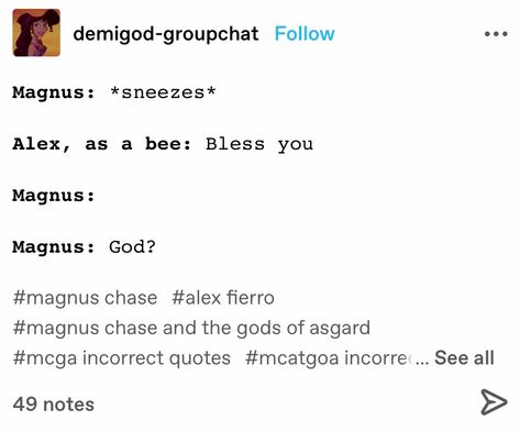 Magnus Chase Memes Funny, Magnus Chase Fanart, Alex Fierro, Seaweed Brain, Percy Jackson Quotes, Percy Jackson Memes, Magnus Chase, Percy Jackson Art, Kane Chronicles