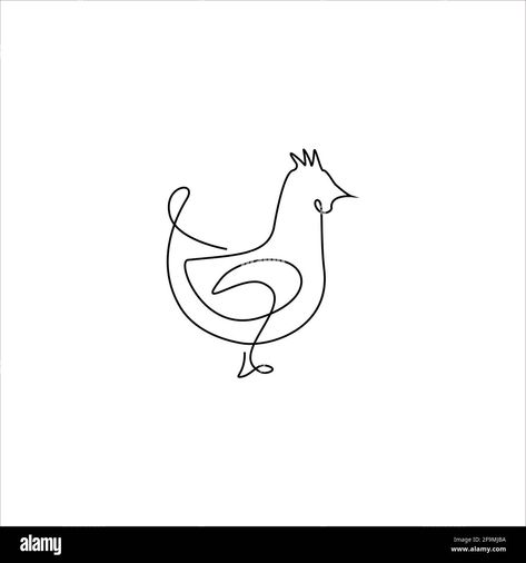 Download this stock vector: Minimalistic One Line hen or chicken Icon. Line drawing hen or rooster tattoo. Free single line drawing of hen or chicken. Vector Illustration. Farm b - 2F9MJBA from Alamy's library of millions of high resolution stock photos, illustrations and vectors. Hen Tattoo Chicken, Fine Line Chicken Tattoo, Chicken Sketches, Chicken Vector Illustration, Hen Or Rooster, Chicken Icon, Tattoo Free, Chicken Tattoo, Sister Tat