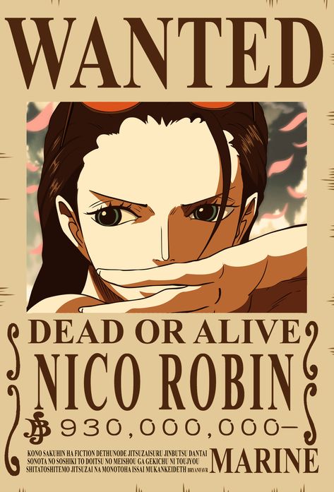 NICO ROBIN bounty wanted poster one piece new update vintage high quality Wanted One Piece, Robin One Piece, One Piece Bounties, Eustass Kid, Wanted Poster, Luffy Gear 5, Craft Printing, One Piece Luffy, Nico Robin