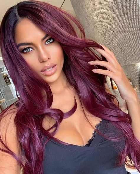 Multi Color Hair Ideas, Sultry Winter, Summer Hairdos, Raspberry Hair, Pelo Color Vino, Magenta Hair Colors, Espresso Hair Color, Black Cherry Hair, Wine Hair Color