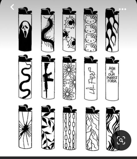 Drawings Of Lighters, Aesthetic Lighter Drawing, Lighter Painting Idea Aesthetic, Tattoo Sheets Drawings, Painted Lighter Aesthetic, Lighter Doodle Simple, Lighter Sketch Design, Lighter Paintings Ideas, Clay Lighter