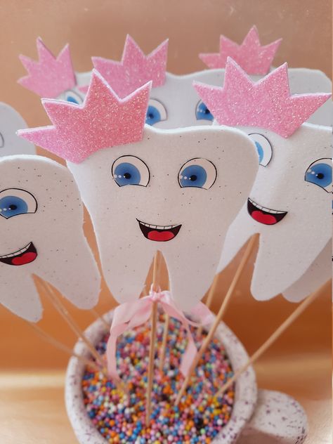 Tooth Decorations, Teeth Party, First Tooth Party, Tooth Party, Gift For Guests, Cute Tooth, Baby Art Projects, Birthday Topper, Vampire Teeth