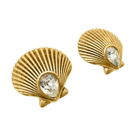 Chanel Shell Earrings - 14 For Sale on 1stDibs | chanel seashell earrings Jennifer Gibson, Seashell Earrings, Vintage Ysl, Vintage Jewels, Shell Earrings, Kurt Geiger, Faceted Glass, Glass Crystal, Jewelry Inspo