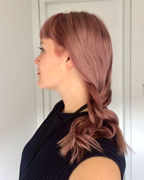 Wella Pink Dream and Muted Mauve from the Instamatic line #pinkdream #instamatic #pastelhair #wella Muted Pink Brown Hair, Rose Bronze Hair, Blonde Mauve Hair, Dark Dusty Pink Hair, Mauve Blonde Hair, Blush Pink Hair Color, Muted Hair Color, Dirty Pink Hair, Brownish Pink Hair