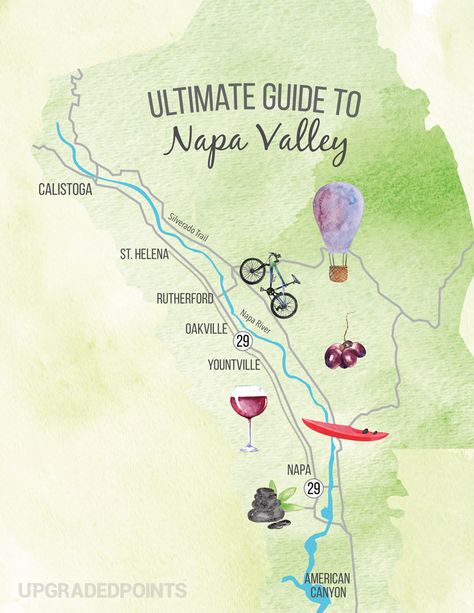 The Ultimate Guide to Enjoying Napa Valley, California [+ Map] 40th Birthday Trip Ideas, River Map, Valley River, Napa Valley California, Napa Trip, Good Drive, Coronado Island, Napa Valley Wine, Alaska Airlines