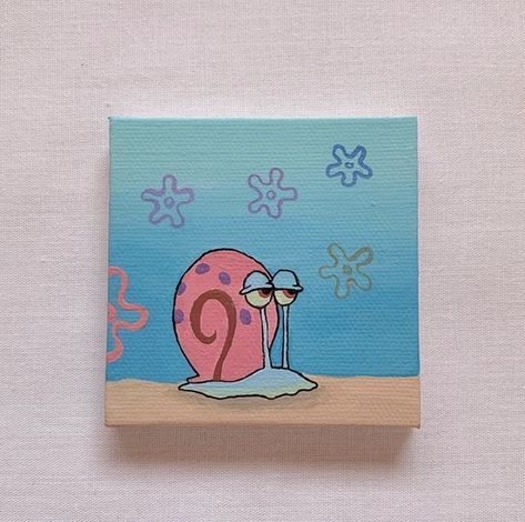 Mini Tela, Art Mini Toile, Spongebob Painting, Small Canvas Paintings, Hippie Painting, Simple Canvas Paintings, Cute Canvas Paintings, Easy Canvas Art, Canvas Drawings