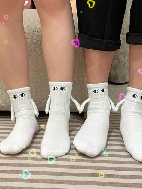 2pairs White Unisex Breathable Fashion Mid-Calf Socks White    Fabric Animal,Cartoon    Men Socks, size features are:Bust: ,Length: ,Sleeve Length: Cartoon Men, Hand Socks, Personalized Stuffed Animals, Couple Holding Hands, Men Socks, Animal Cartoon, Funny Outfits, Fabric Animals, Calf Socks