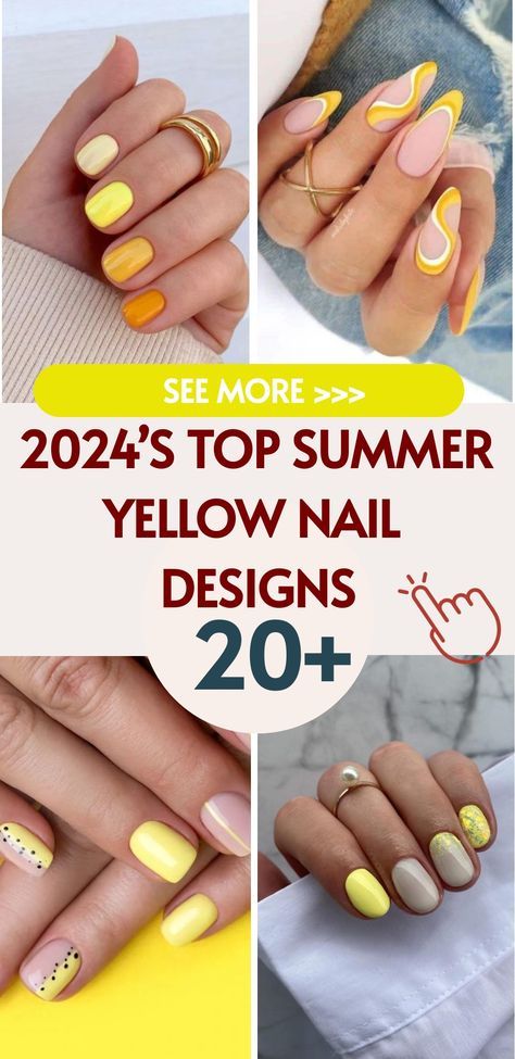 Radiate sunshine vibes with our trendy yellow nail designs for 2024! Our expert nail technicians will craft the perfect look for you, whether you prefer bold lemon hues or soft pastel shades. Make a statement at any summer event with these eye-catching designs that are sure to bring warmth and happiness wherever you go. Don't miss out on the chance to shine bright this summer - schedule your appointment today and let your nails steal the show! Nails Design Yellow Ideas, Sunny Nails Design, Trendy Yellow Nails, Trendy Nails Yellow, Cute Manicure Ideas, Nail Designs Bright, Yellow Nail Designs, Cute Manicure, Toenail Designs Summer