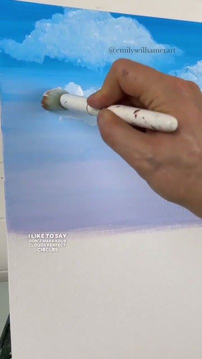 Painting clouds for beginners! 🎨☁️ #easypainting #howto #clouds #paintin... Easy Way To Paint Clouds, Acrylic Painting Sky Cloud, Large Cloud Painting, How To Paint The Sky Acrylic, Painting Skies In Acrylic, Cloud Paintings Acrylic, Painting Sky Acrylic, How To Draw Clouds Acrylic, How To Make Clouds Painting