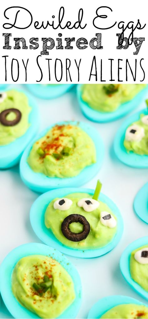 Who's excited about Toy Story 4 coming out? Well, we're excited about Toy Story and Easter, so we combined both amazing events! Create these Toy Story Alien Deviled Eggs! Perfect for Easter brunch! Even the kids will want to get their CLAWS on these deviled eggs! - simplytodaylife.com #devileeggrecipe #toystoryrecipe #toystoryalien #easterdeviledegg #easterrecipe #recipeforeaster #easterbrunch #eastereggs #easybreakfast #easydeviledeggs #toystory #disneyrecipe Toy Story Punch Ideas, Toy Story Birthday Food Ideas, Easy Peel Boiled Eggs, To The Infinity And Beyond, Story Food, Perfect Boiled Egg, Disney Recipes, Story Birthday, Toy Story Alien