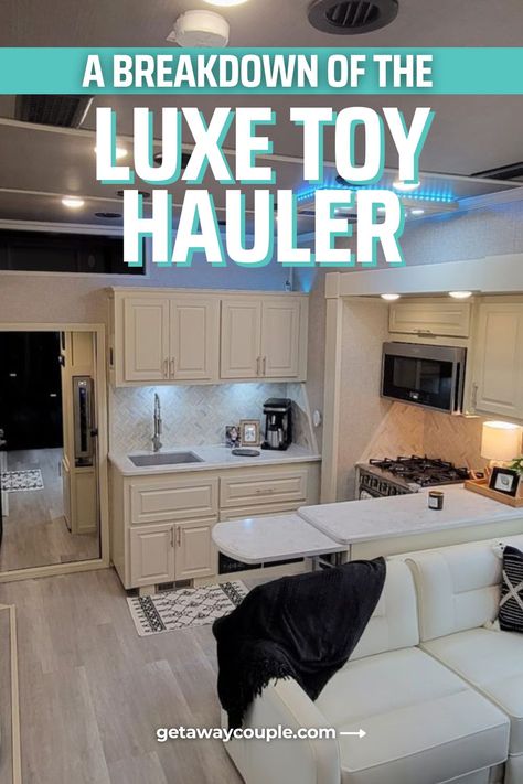 If you’re looking for a toy hauler built for the long haul, constructed well, and full of residential amenities, it’s time you look at a Luxe.  A Breakdown of the Luxe Toy Hauler Luxury Toy Hauler, Toy Hauler Kids Room, Toy Hauler Garage Remodel, Toy Hauler Renovation, Toy Hauler Remodel, Toy Haulers For Sale, Toy Hauler Trailers, Toy Hauler Camper, Fifth Wheel Toy Haulers