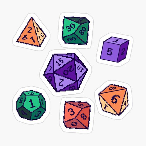 "D&D Pixel Art Polyhedral Dice Set Pattern" Pin for Sale by sunburstrpg | Redbubble Dungeons And Dragons Pixel Art, D20 Pixel Art, Dice Pixel Art, Dnd Pixel Art, School Pattern, Dnd Classes, Video Game Design, Polyhedral Dice, Pixel Art Pattern