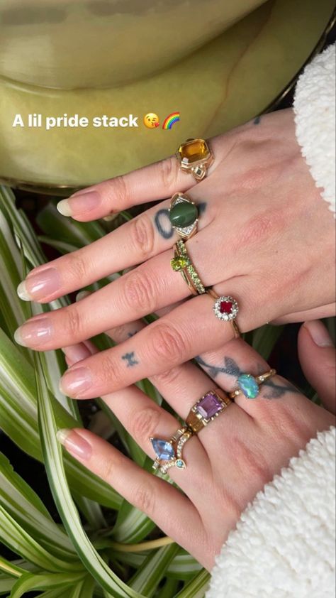 Jenna Allard Home, Maximalist Rings, Jenna Allard, How To Have Style, Colorful Rings, Jewelry Stack, Dope Jewelry Accessories, Creative Fashion Photography, Becoming Her