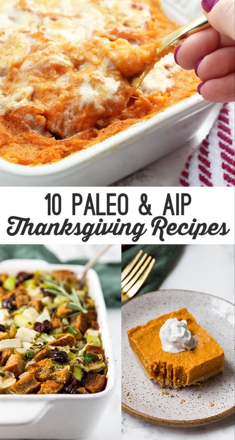 These 10 paleo & AIP recipes will make everyone happy at Thanksgiving! From stuffing to pumpkin pie, you can still have it all and share for Thanksgiving! Aip Thanksgiving Recipes, Aip Thanksgiving, Paleo Thanksgiving Recipes, Autoimmune Diet Recipes, Aip Diet Recipes, Aip Meals, Unbound Wellness, Paleo Thanksgiving, Autoimmune Paleo Diet