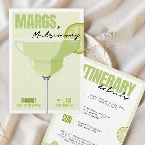 Margs & Matrimony Bachelorette Weekend itinerary Invitation Margs And Matrimony Invitations, Margs & Matrimony, Itinerary Invitation, Bachelorette Weekend Itinerary, Bachelorette Weekend Invitations, Brunch Bubbly, Chic Invitation, Bachelorette Itinerary, Weekend Itinerary