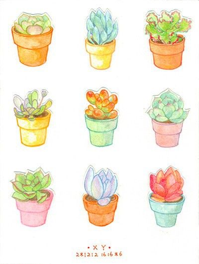 Succulent Art Drawing, Succulent Drawing, Succulent Doodle, Succulents Illustration, Succulents Drawing, Succulent Painting, Succulent Watercolor, Doodle Paint, Botanical Floral Art