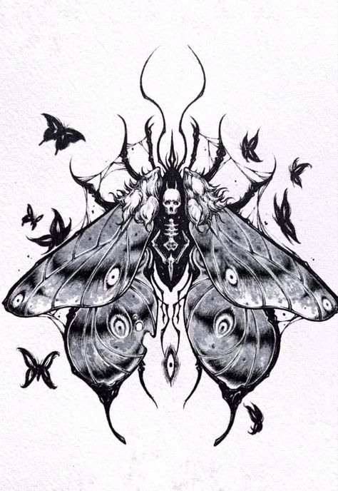 Moth Skeleton, Lunar Moth Tattoo, Insta Tattoo, Moth Tattoo Design, Skeleton Tattoo, Grunge Tattoo, Goth Tattoo, Insect Tattoo, Sick Tattoo