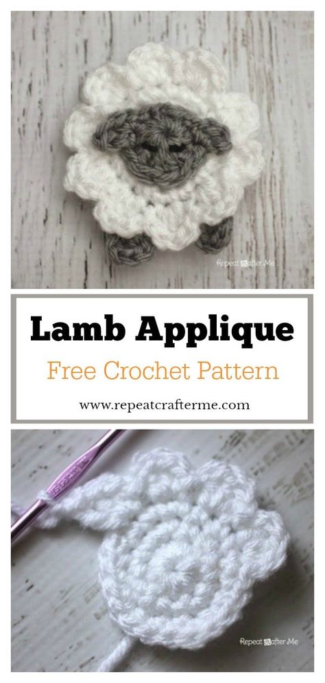 Arigami Crochet, Lamb Applique, Crochet Applique Patterns, Sheep Applique, Panda Applique, Easter Blanket, Crochet Appliqué, Crochet Applique Patterns Free, Crochet Appliques