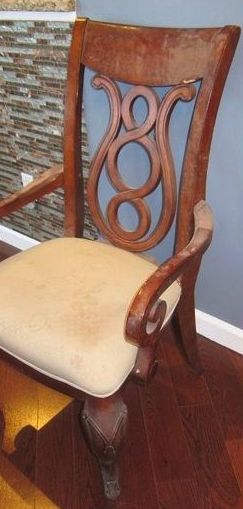 Wood Chair Restoration Diy, Chair Redo Ideas, Refinishing Chairs Wood, Painting Chairs Diy, Refinishing Chairs, Antique Chairs Makeover, Reupholstering Chairs, Painted Chairs Diy, Copper Chairs